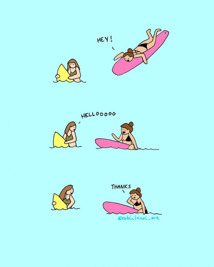 Telepathy. Robin Lanei Relatable Surf Cartoons For Women